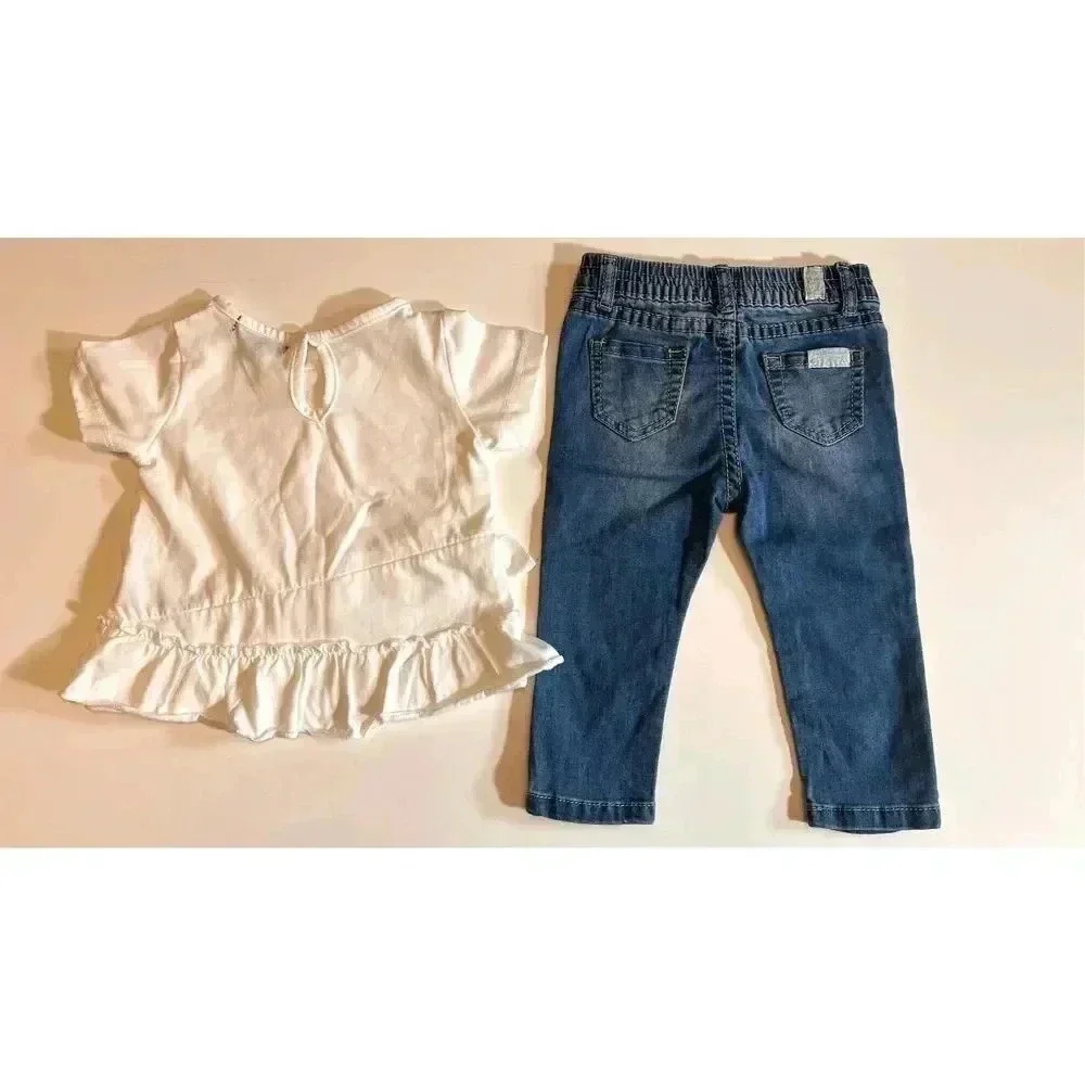 7 for All Mankind Girls 12 Month Set‎ White Top & Blue Jeans